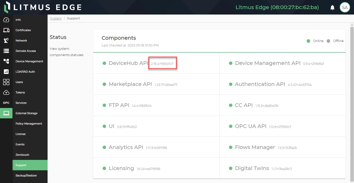 Component version number
