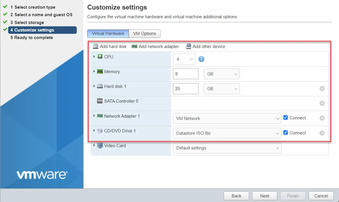 Customize settings screen Customize settings screen