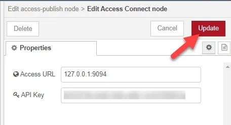 Edit Access Connect node dialog box