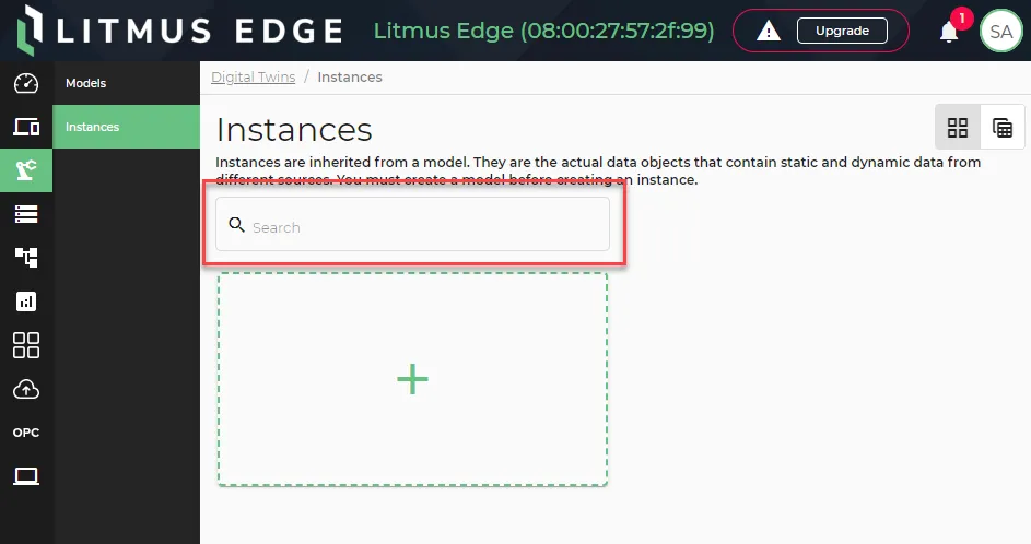 The Instance search bar