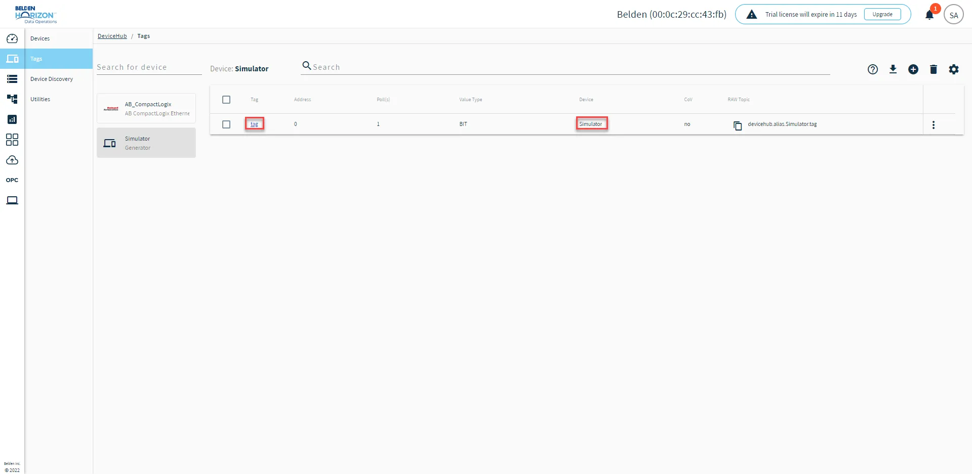Belden Horizon Data Operations : DeviceHub > Tag : Newly connected device Belden Horizon Data Operations : DeviceHub > Tag : Newly connected device
