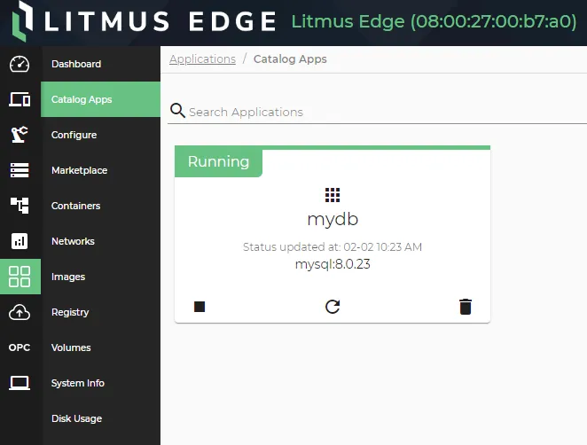 Running MySQL application Running MySQL application