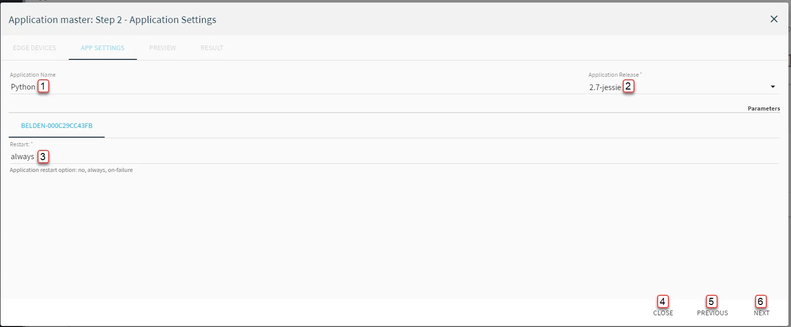 Deploy an Application Step 2 : Select application settings