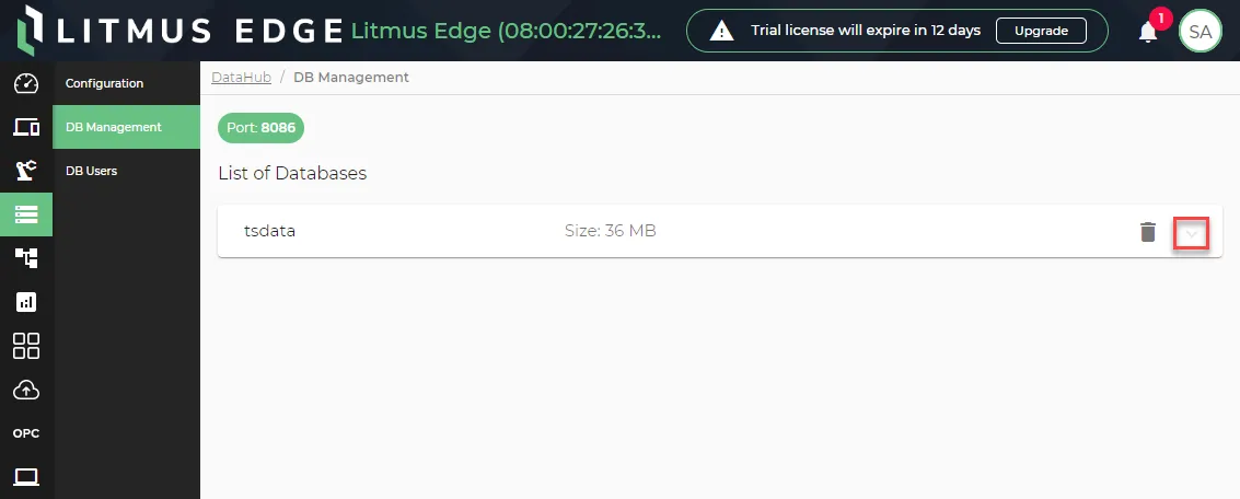 Expand the tsdata database