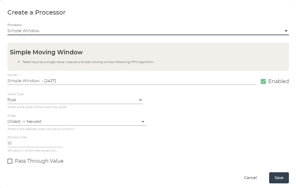Simple Window parameters Simple Window parameters