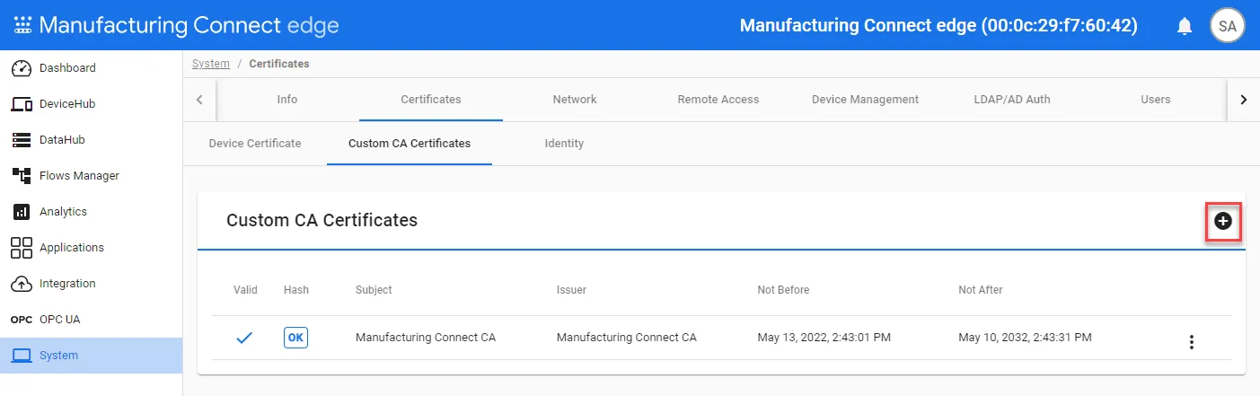 Add CA Certificate icon