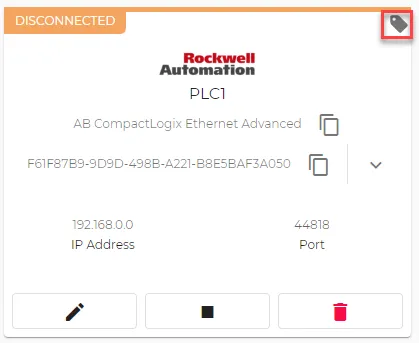 Browse tag option shown for a device Browse tag option shown for a device