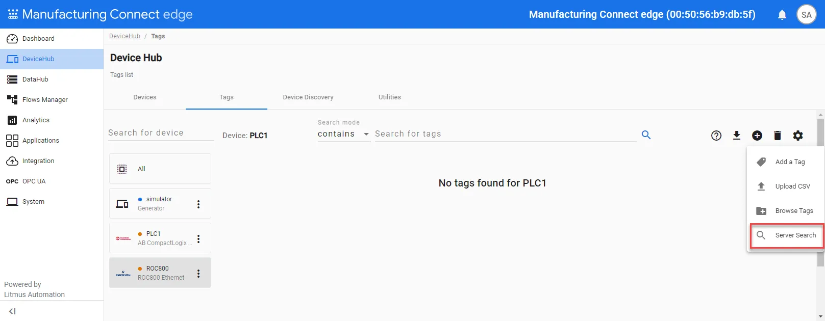Server Search option