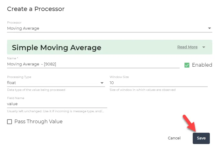 Moving Average dialog box Moving Average dialog box