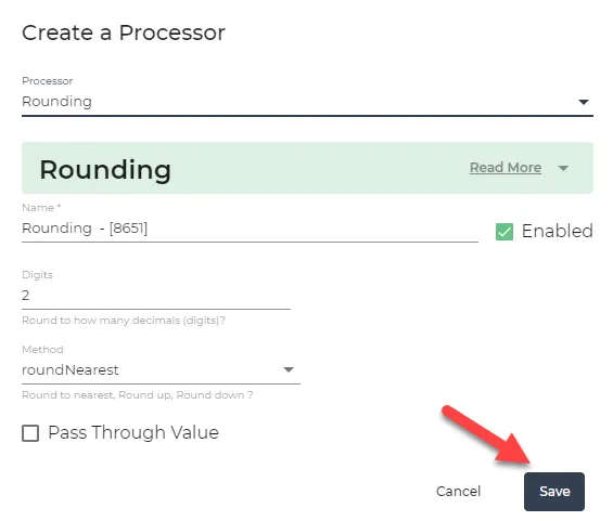 Rounding Pocessor dialog box