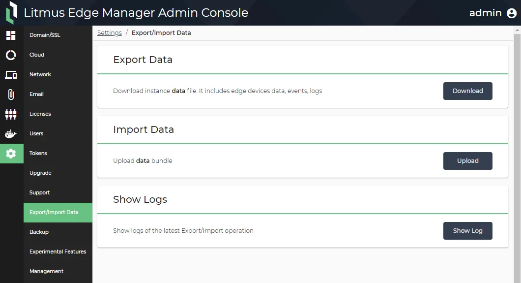 Export/Import Data UI
