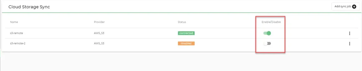 Enable/Disable status for sync jobs