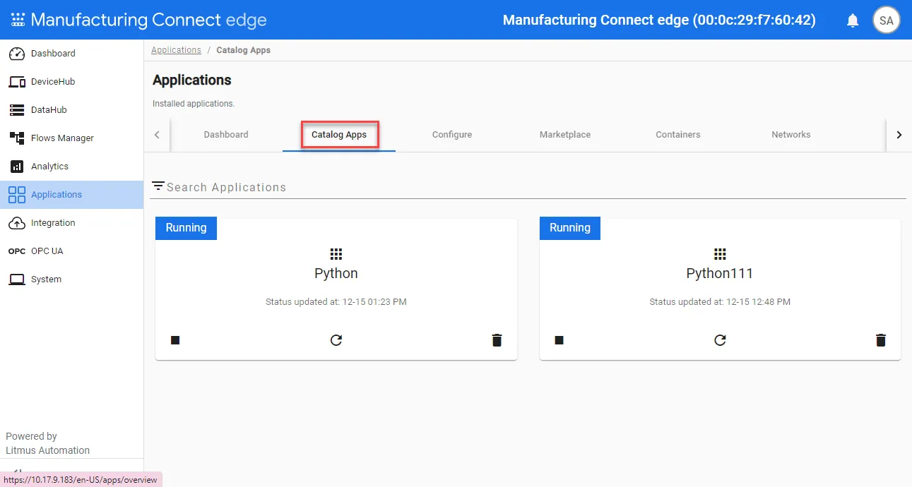 Catalog Apps pane