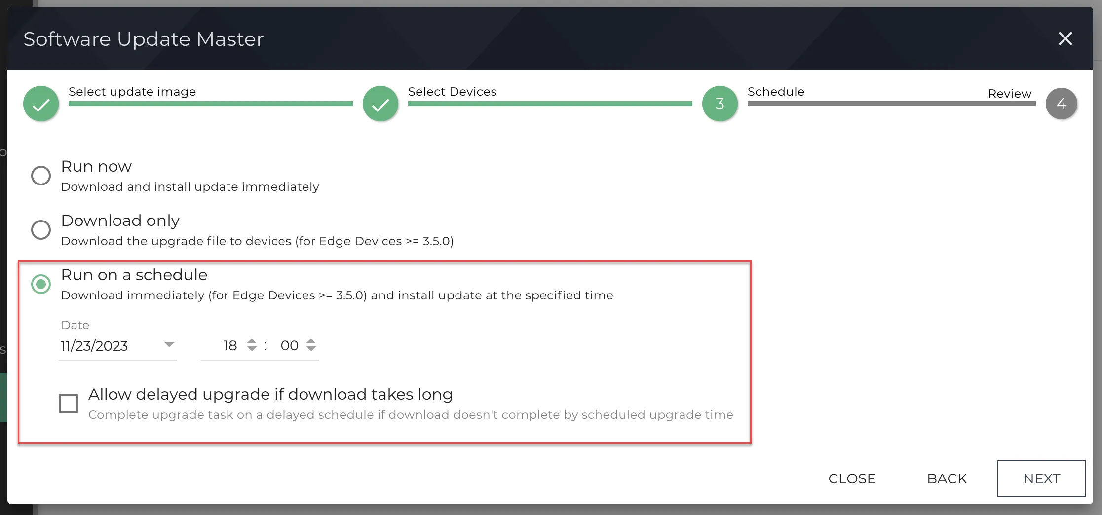 Run on a schedule options