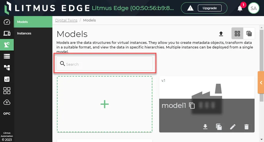 Model search bar