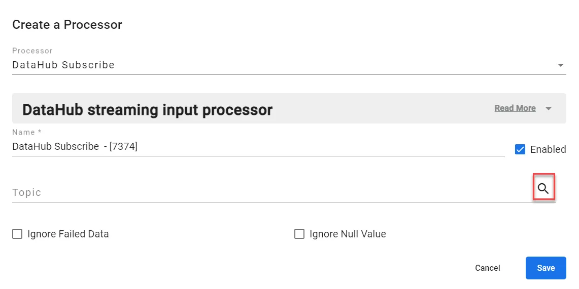 Create a Processor dialog box
