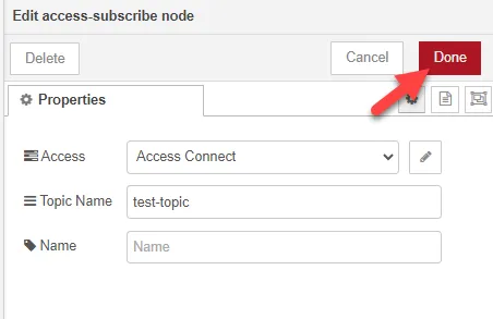 Edit access-subscribe node dialog box