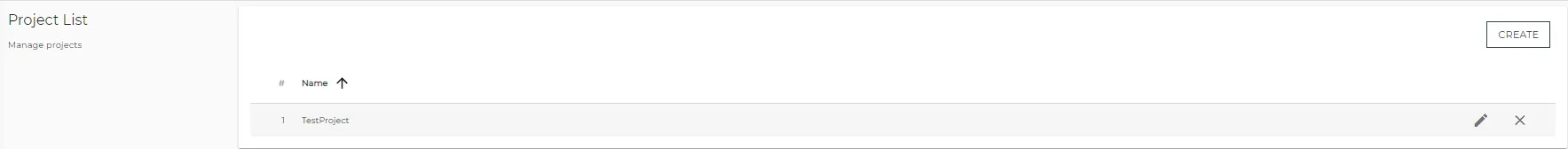 Projects tab: Project List