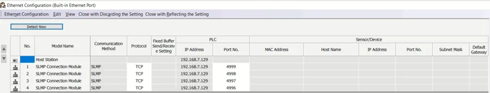 Connection setup screen