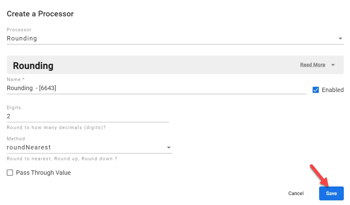 Rounding Pocessor dialog box