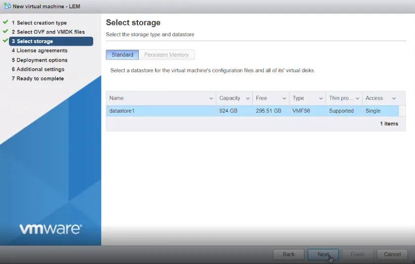 Select storage panel
