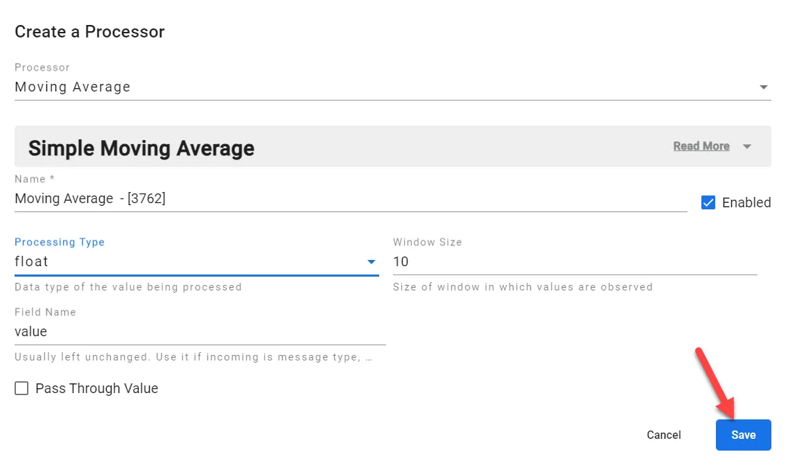 Moving Average dialog box