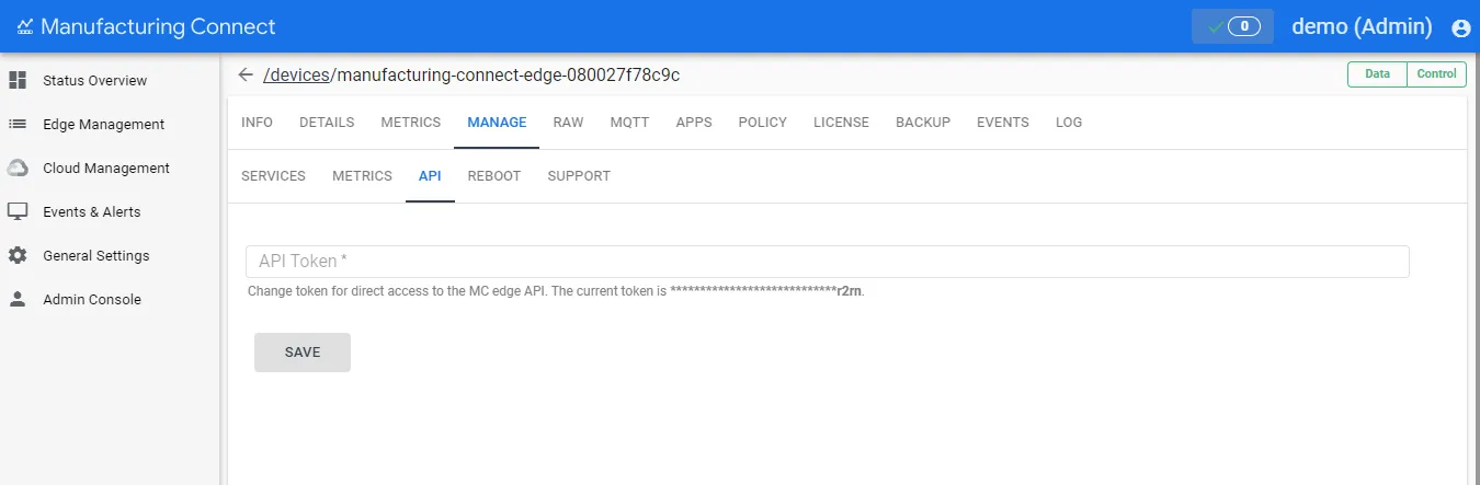 API sub-tab API sub-tab