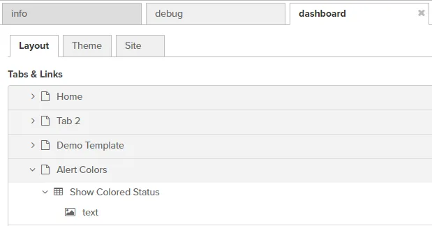 The dashboard tab after implementing the example