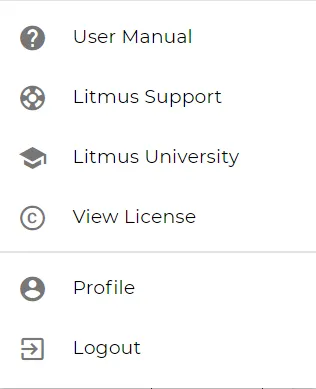 User profile drop down menu User profile drop down menu