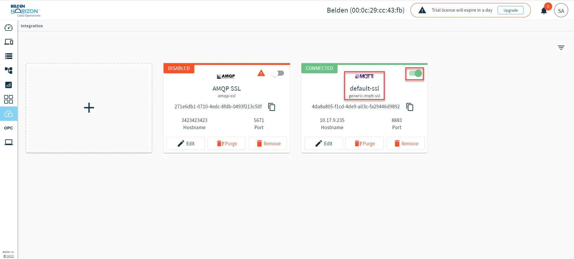 Connected Default Generic MQTT SSL connector Connected Default Generic MQTT SSL connector