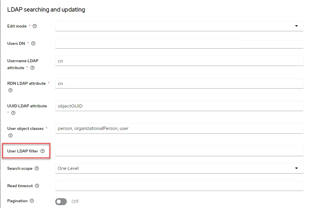 LDAP searching and updating section LDAP searching and updating section