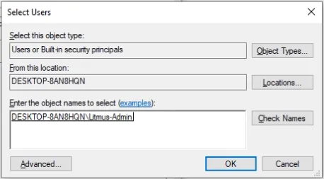 Select Users window Select Users window