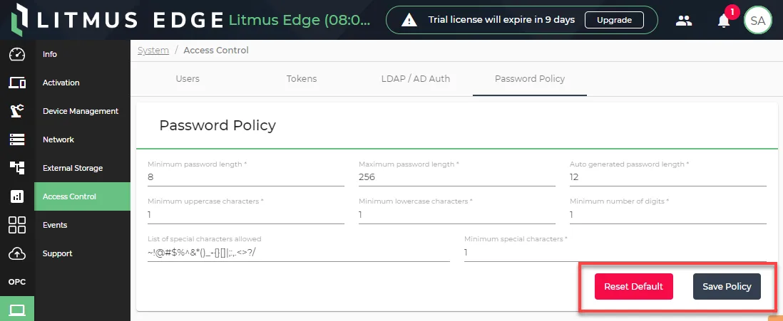 Password Policy management options Password Policy management options