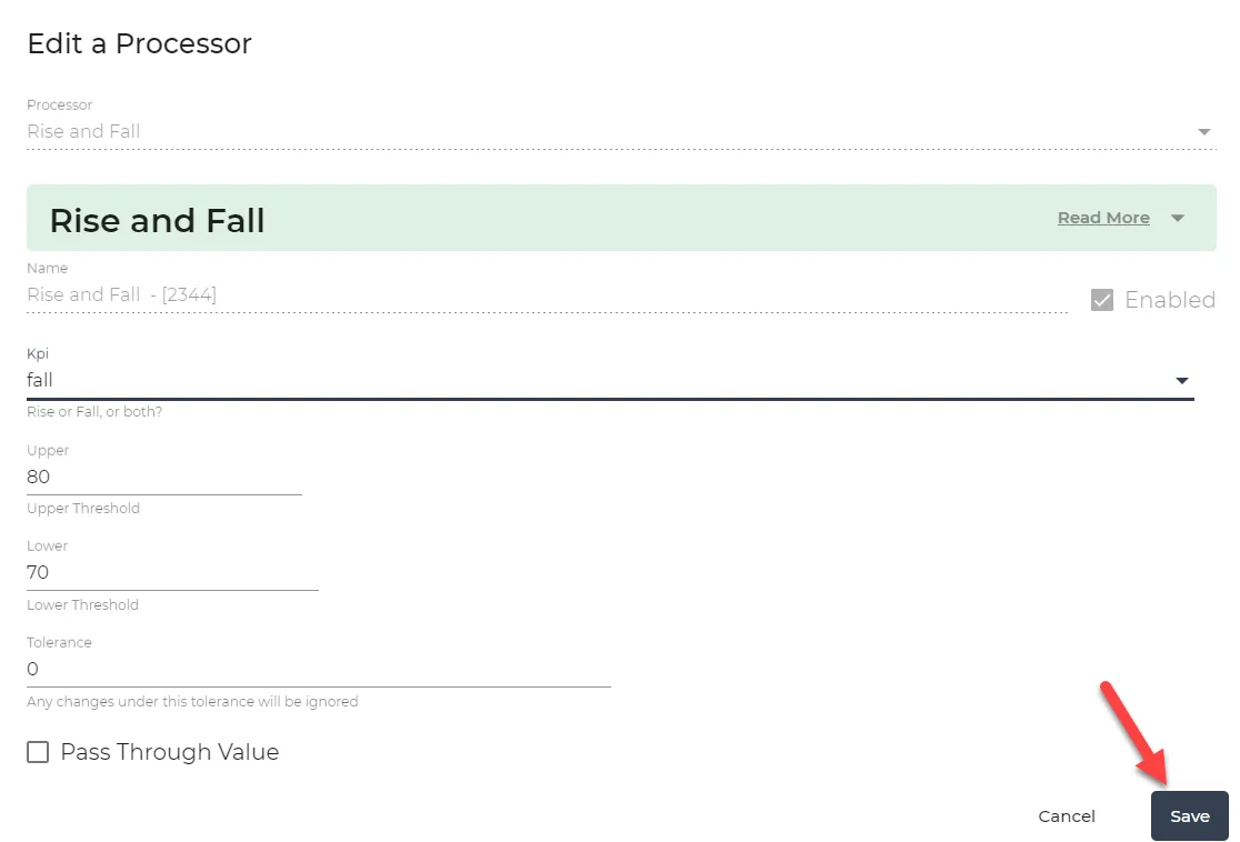 rise and fall dialog box