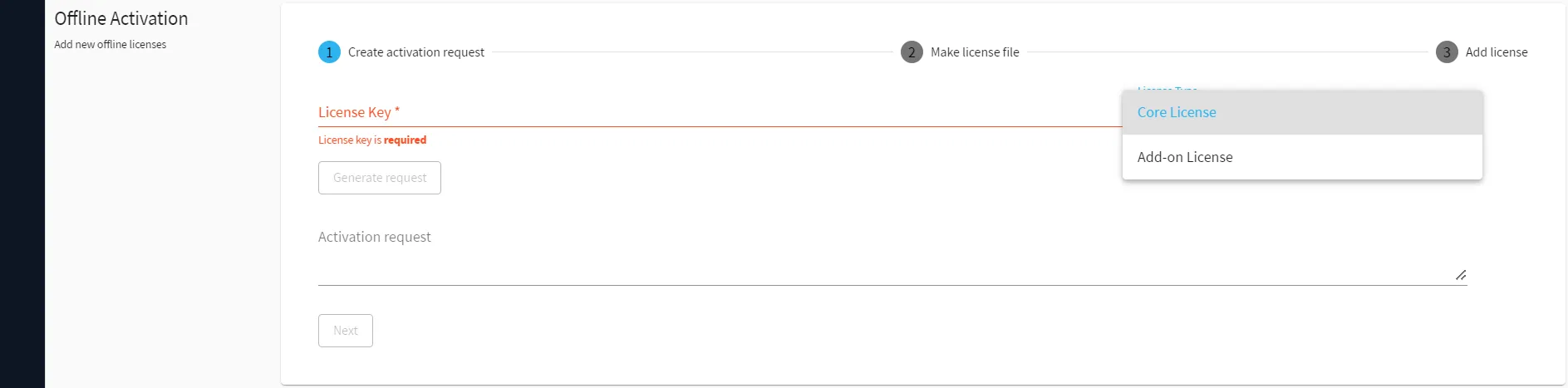 Offline Activation Step 1