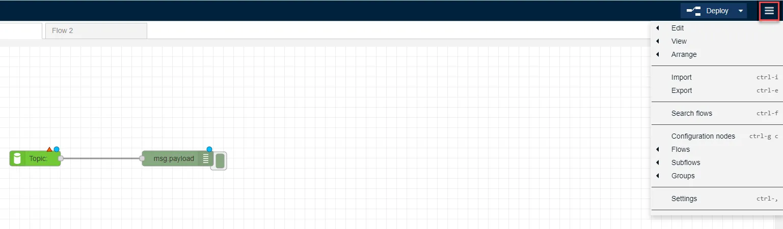 Flow Canvas menu