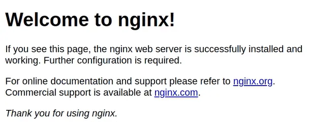 Welcome to nginx! page Welcome to nginx! page