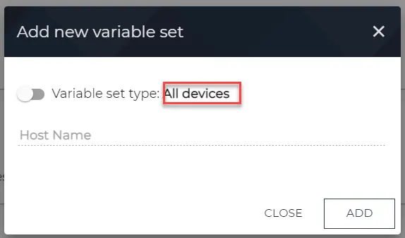 Add new variable set dialog box Add new variable set dialog box
