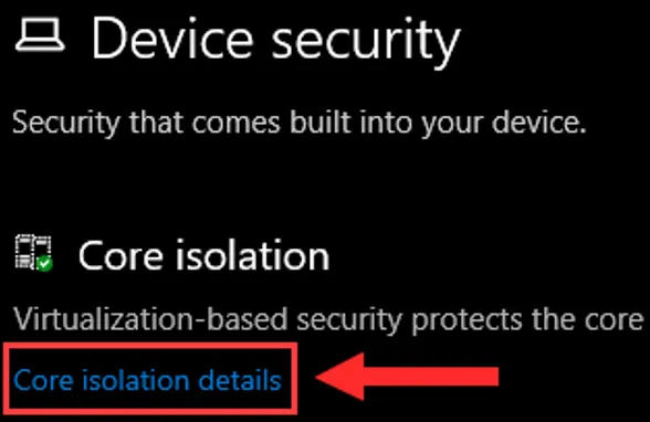 Core isolation details link Core isolation details link