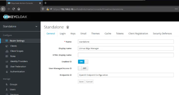 Keycloak interface