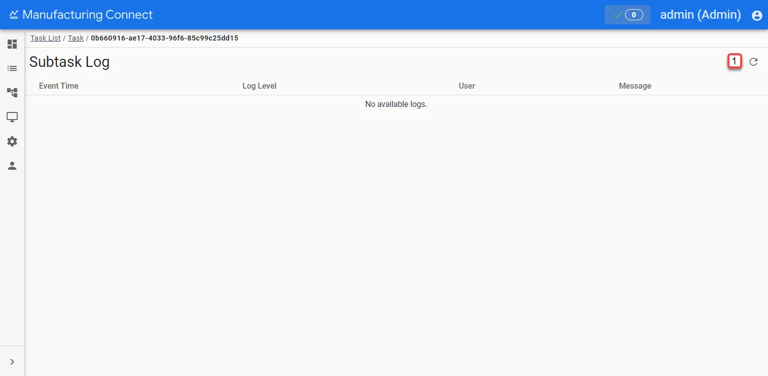 Manufacturing Connect Subtask Log Manufacturing Connect Subtask Log