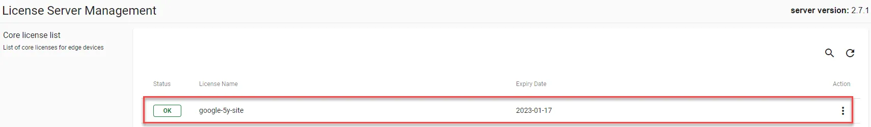 MC Admin Console : License Server:Core license installed MC Admin Console : License Server:Core license installed
