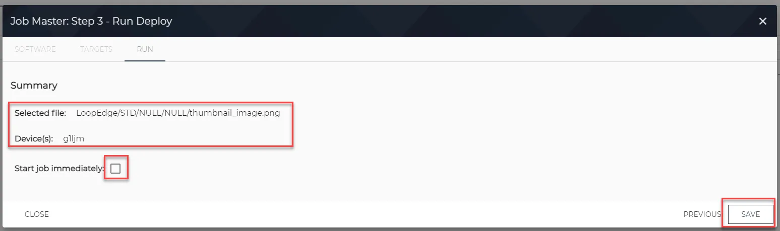 Software Update Job UI : Step 4 Run Deploy