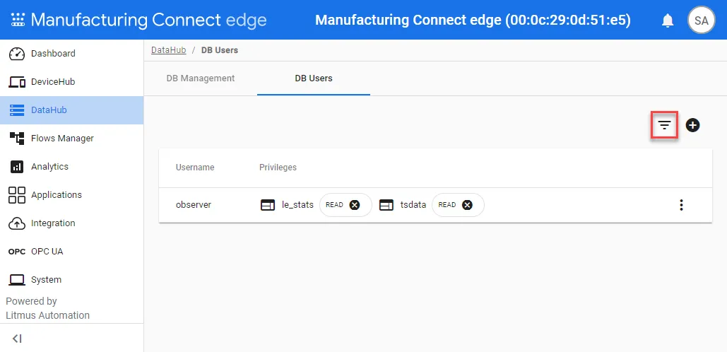 Filter database users icon Filter database users icon