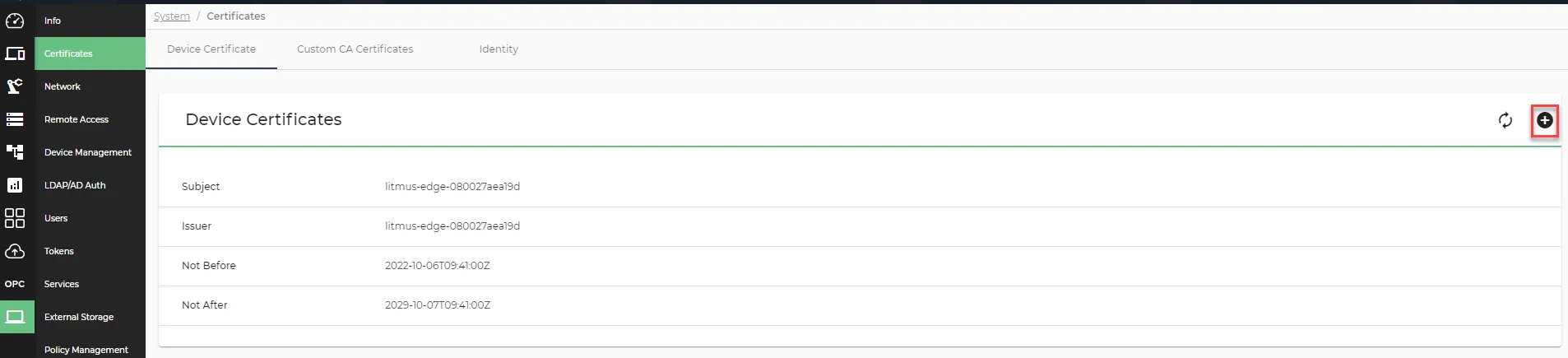 Add device certificate icon