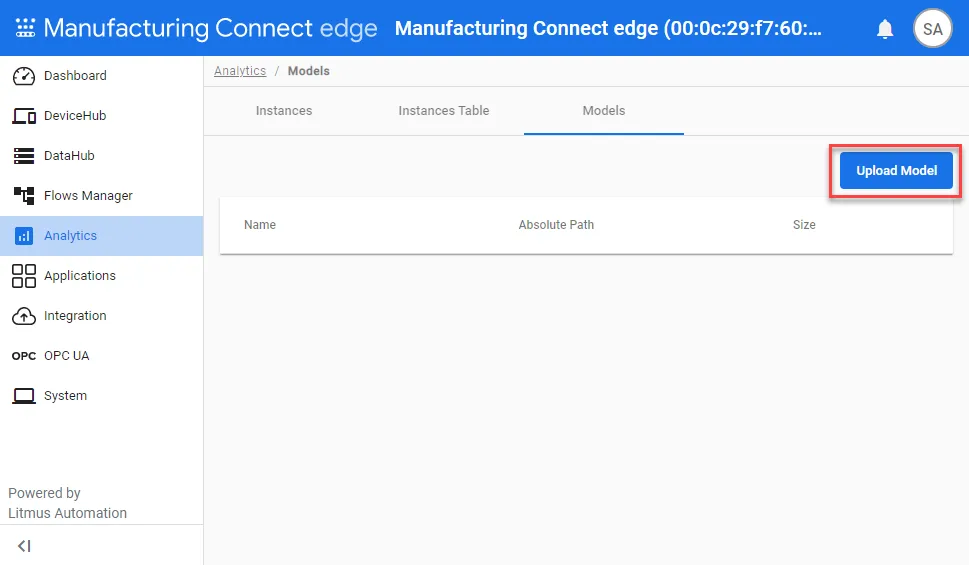 Upload Model button