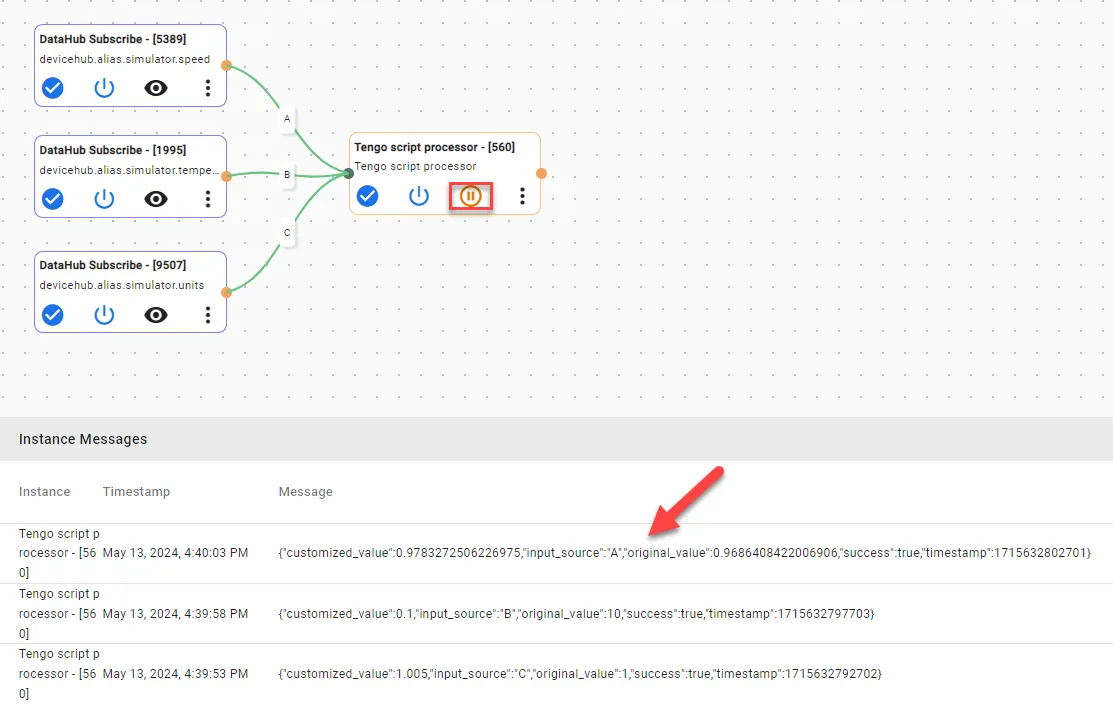 Output for Tengo script function with multiple inputs