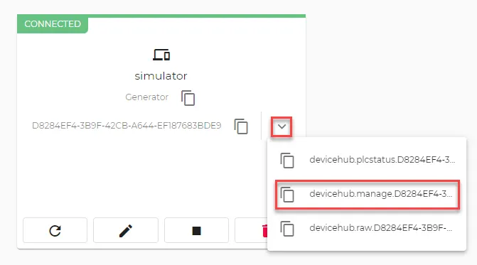 Copy the manage topic