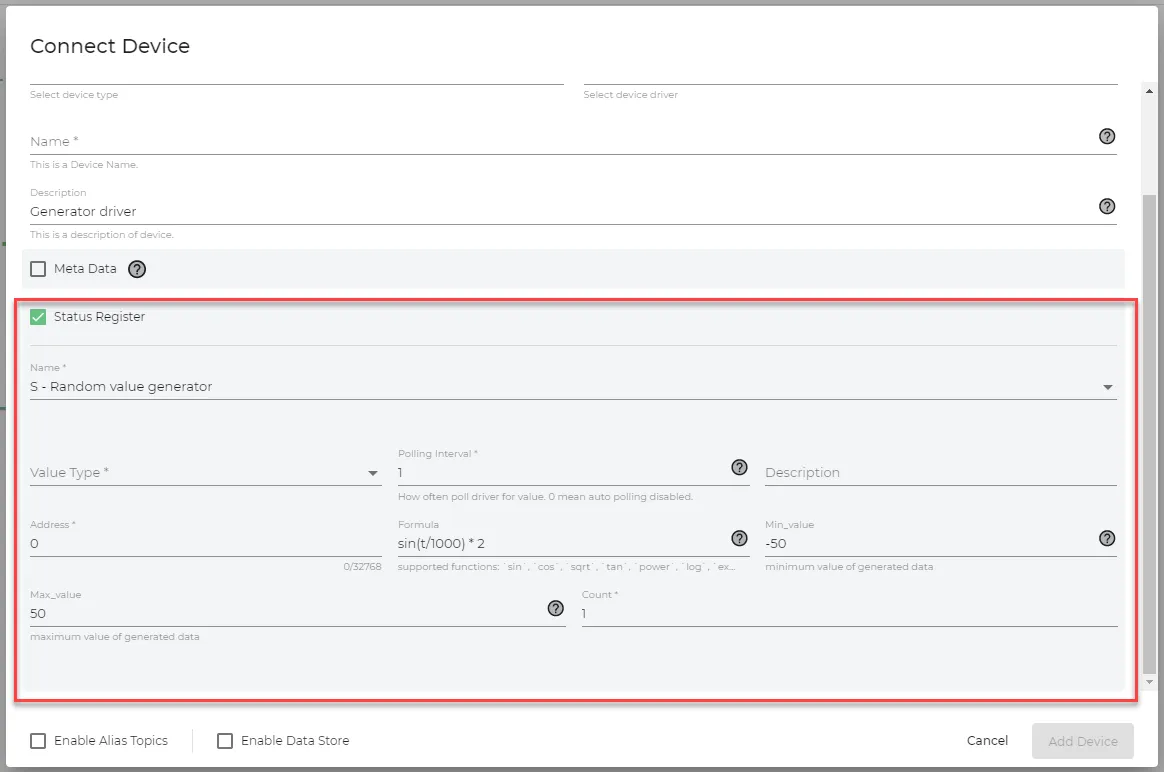 The Status Register section