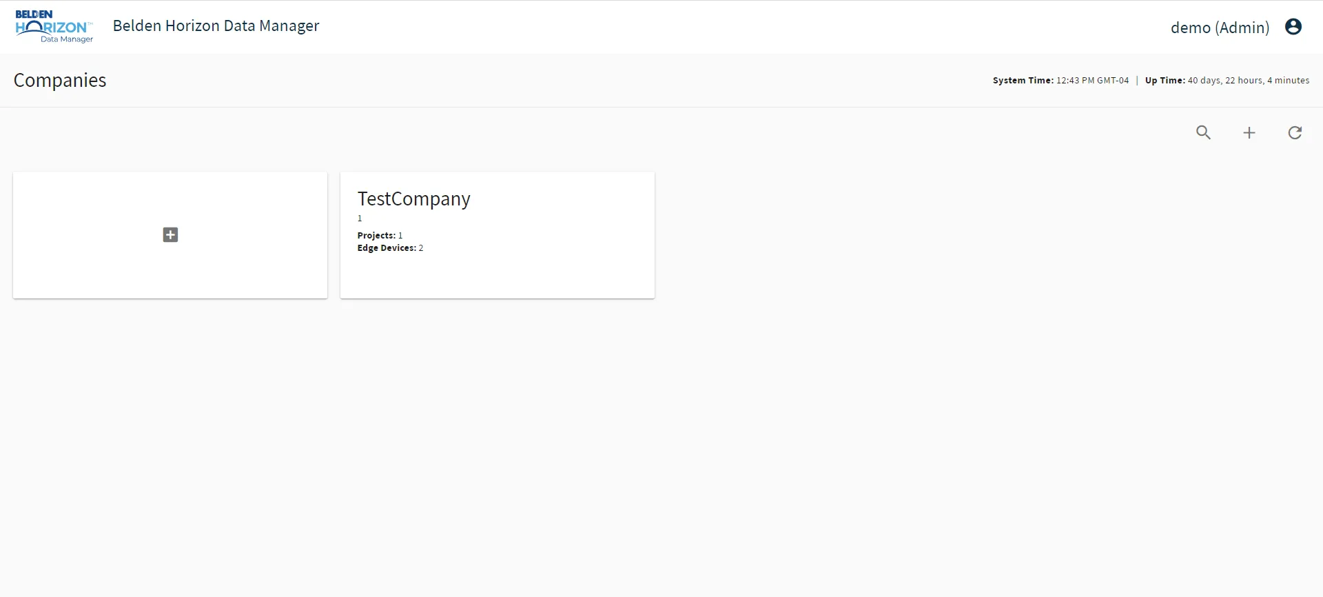 Belden Horizon Data Manager User UI : Company List View